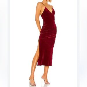 Lovers & Friends Rebel Slip Ruby Red Velvet Dress NWT size XLarge